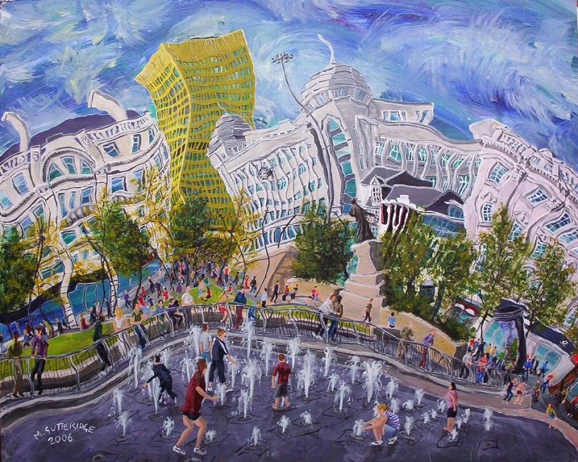 Painting of Piccadilly Gardens, Manchester