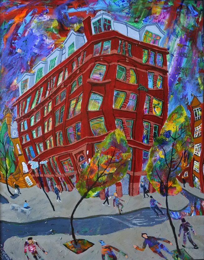 Painting of Red brick building for sale