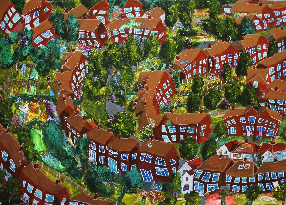 Painting of Suburban Landscape, in England for sale