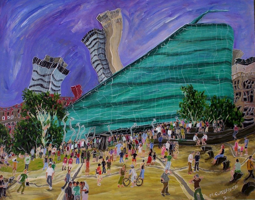 Painting of Urbis and Exchange Gardens, Manchester