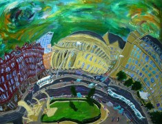 <i>People With Their Hands in the Air in St. Peter's Square </i> (50x70cm Acrylic on Board) Painted 2007.
SOLD