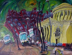 <i>Tram Station at St. Peter’s Square (looking West.) No. 2 </i>(40x50cm. Acrylic on board) Painted 2004
SOLD