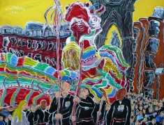 <i>Chinese New Year Celebrations in Albert Square </i> (40x50cm. Acrylic on board.) Painted 2001
