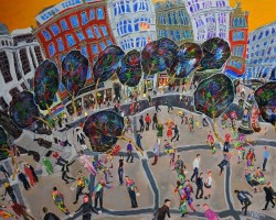 <i>South East Piccadilly Square, Manchester No. 2. </i>(50x70cm Acrylic on board.) Painted 2009-2020.
FOR SALE. Contact for details. Painting of Piccadilly Manchester by Michael Gutteridge