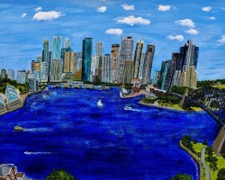<i>Sydney Skyline and Harbour</i> (50x70cm. Acrylic on board.) Painted 2017-18
SOLD