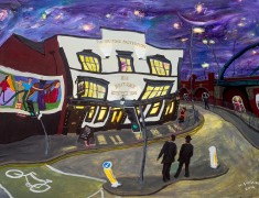 <i>The Britons Protection, Manchester, No.2, at Night </i>(50x70cm Acrylic on board.) Painted 2014.
SOLD