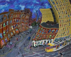 <i>View West From Piccadilly Station No. 2 </i>(50x70cm Acrylic on Board) Painted 2021.
FOR SALE. Contact for details. Painting of View from Piccadilly Station, Manchester for sale.